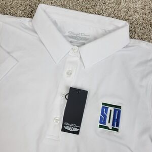 NWT Straight Down Womens Large Solid White Performance Stretch Golf Polo SS